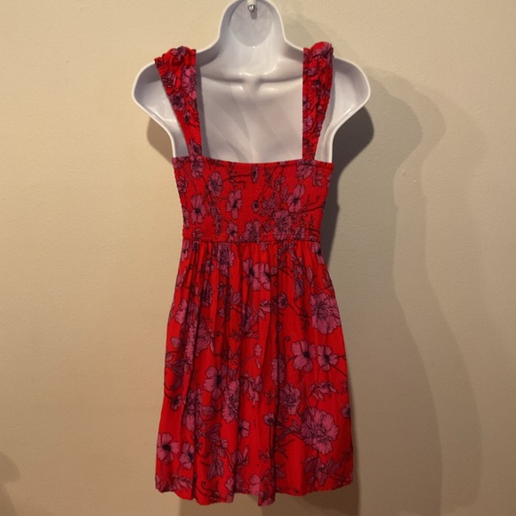 Free People Red Floral Mini Dress Small Boho Convertible Strap Fit & Flare - Picture 6 of 8
